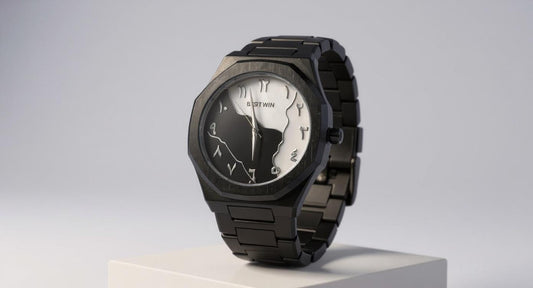 BESTWIN Luxury Black Arabic Numeral Watch | Unique Yin-Yang Dual Tone Dial