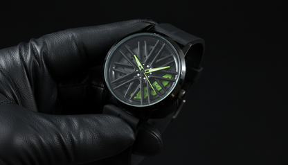 Tanker Black Skeleton Wheel Dial Watch | Neon Green Accent Sport Edition