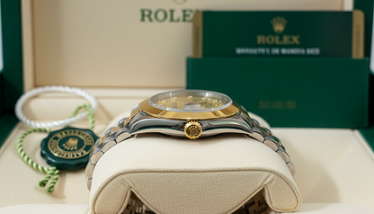 Rolex Oyster Perpetual Datejust | Two-Tone Gold & Silver Diamond Dial Luxury Watch