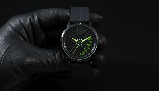 Tanker Black Skeleton Wheel Dial Watch | Neon Green Accent Sport Edition