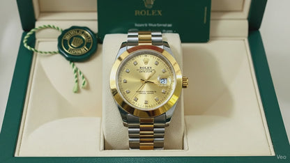 Rolex Oyster Perpetual Datejust | Two-Tone Gold & Silver Diamond Dial Luxury Watch