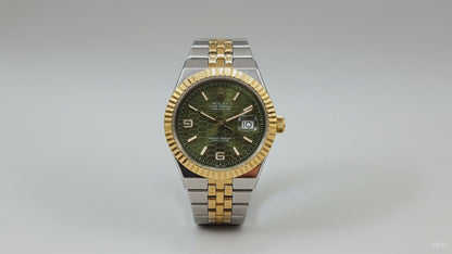 Rolex Oyster Perpetual Land-Dweller Quartz Watch – Two-Tone Gold & Silver with Green Dial